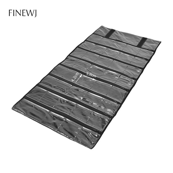 Bärbar Rese Smyckesdisplay Bärväska Dragkedja Rullväska Örhängen Hänge Halsband Kedja Förvaringsfodral Armband Gitter Organiserare 40 Grids Bag Balck