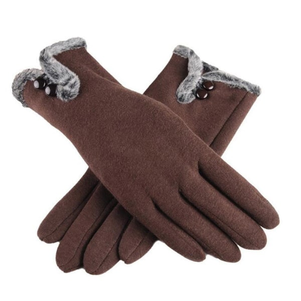 Nya Dam Höst Vinter Icke-Inverterad Sammet Kashmir Hel Finger Varma Spetshandskar Kvinnor Bomull Pekskärmshandskar G82 B Black One Size