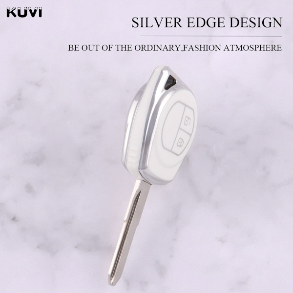 TPU Bilnøkkel Deksel Skall Fob For Suzuki Swift Grand Liana SX4 Window Vitara Amagatarai Nøkkelfri Veske Nøkkelring Tilbehør White