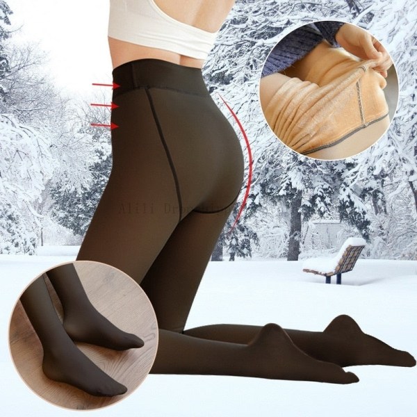 Forede Strømpebukser Hud Effekt Kvinde Vinter Gennemsigtige Strømper Termisk Fleece Tights til Kvinder Plys Sok Bukser Varme Leggings coffee translucent 220g Thick(Winter)