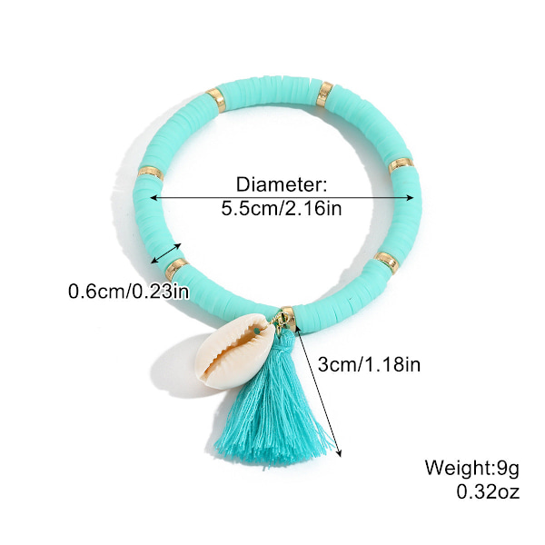 Rannekorusetti Monivärinen Tupsu Polymeerisavi Kuori Boheemi Rannekoru S2305-28 mixed color tassel shell
