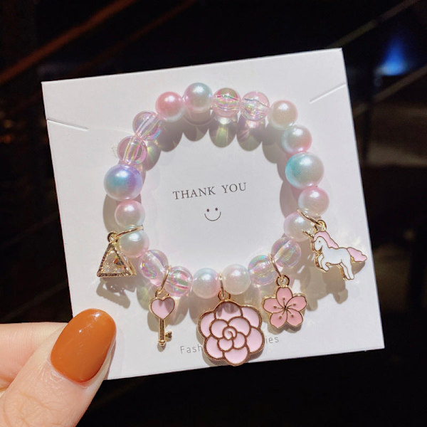 Børne Perle Tegneserie Armbånd Sødt Gradient Farve Armbånd Pige Baby Dekoration Perlearmbånd Armbåndstilbehør 1# pink ice cream