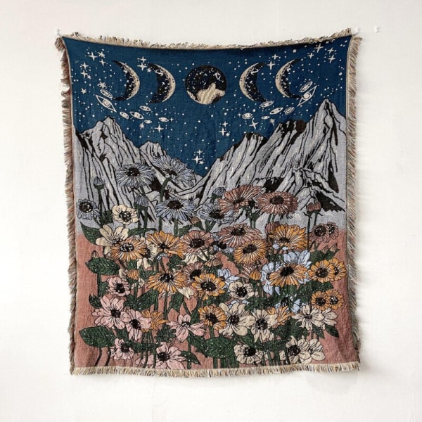 Boho Sofffilt Stickad Bomull Sofföverdrag Demonöga Viktad Tapet Bohemisk Tofs Boho Väggdeko Picknickfilt Filtar L 130x160cm