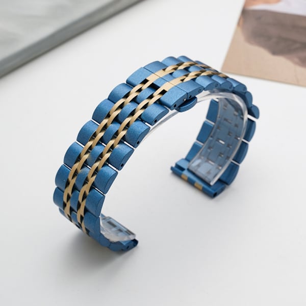 Klockarmband för Apple Watch iWatch för 38/40/41mm fjärilslås - blått och guld