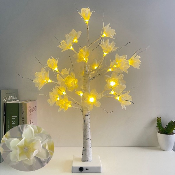 LED Kunstig Tre Lys Fargede Lys Julefestival Rom Nattbord Dekorativ Bordlampe Sølvbjørk Liten Nattlampe Wild Berry flower tree lamp USB battery box dual-purpose