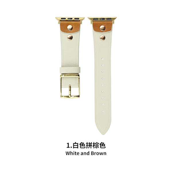 Kellon ranneke Apple Watch iWatch 42 10. sukupolven kelloon, valkoinen ja ruskea