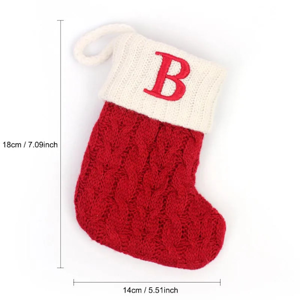 Hängbar Röd stickad Julstrumpa Snöflinga Bokstav Julstrumpa Julgranshängande Ornament 2024 Navidad Natal Xams No Pattern