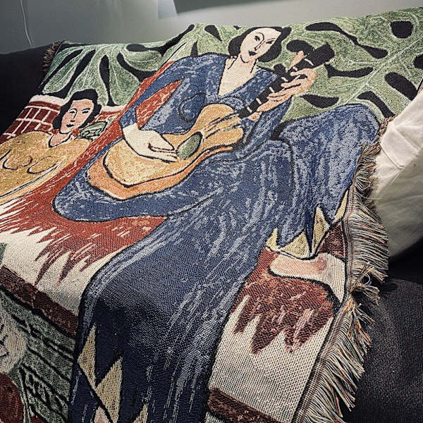 Lediga Filtar Matta Dekoration Gitarr kvinna Matisse Matta Soffa Fritidsmatta Enkel Tapestry Sofffilt Överkast Panda 125X150cm