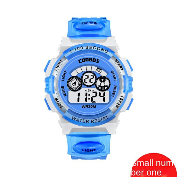 Kubaoshi Barnklocka Multifunktionell Färgglad Vattentät Elektronisk Studentklocka 0119 light blue small size
