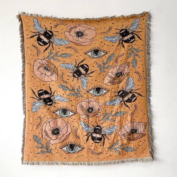 Boho Sofffilt Stickad Bomull Sofföverdrag Demonöga Viktad Tapet Bohemisk Tofs Boho Väggdeko Picknickfilt Filtar F 130x160cm
