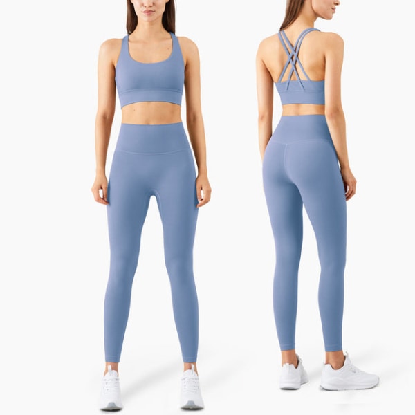 Set Leggings och toppar Fitness Gymkläder för kvinnor 2pcs set3 L