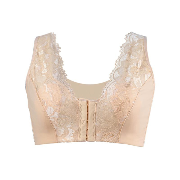 Dam Underkläder Plus Size Sexig Push Up BH Trådlös Frontknäppning BH Djup V Spets BH Toppar Sexiga Underkläder Femme Tunn Kupa White 4XL