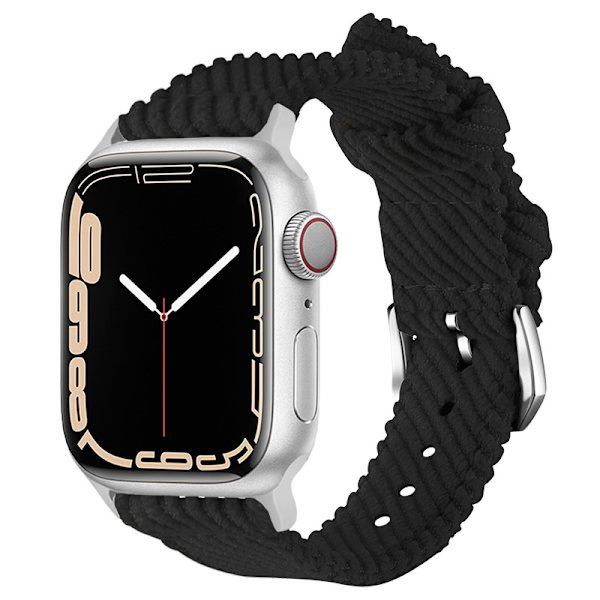 Urrem til Apple Watch iWatch flad grænseflade 20 mm sort-sølv spænde