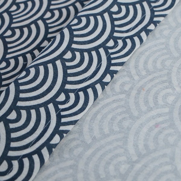 Japanilaistyylinen puuvillapellavainen pöytäliina, pestävä, suorakulmainen, sininen meren aaltoilu, koti, kahvi, ruokapöytä, takka, mikroaaltouunin suojus Waves 140x180 cm