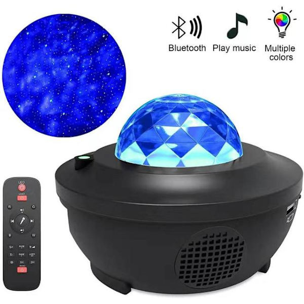 LED Projektor Ocean Wave Natlampe Rumindretning Roterende Stjernehimmel Projektorer Dekoration Soveværelseslampe White