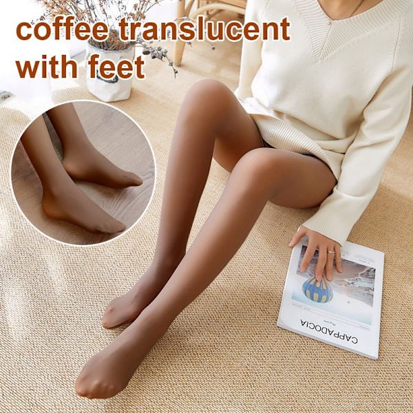 Vinter Varma Leggings Sexiga Smala Genomskinliga Tights Nylonstrumpbyxor Hög Midja Elastiska Tjocka Ullstrumpor Byxor Kvinnor Termiska Leggings Black full foot 200g-Thick