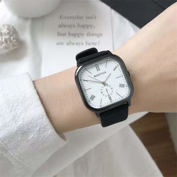 Par Drenge og Piger Junior High School Studenterure Dame Herre Universal Minimalisme Quartz Ur Black Belt black shell black plate