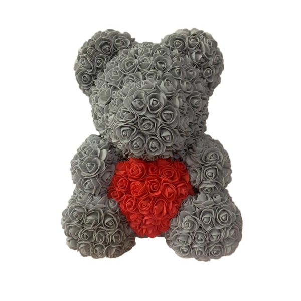 40 cm Rosebjørn Hjerte Kunstig Blomst Rose Teddybjørn Til Kvinder Valentinsdag Bryllup Fødselsdag Julegave White red H 25CM