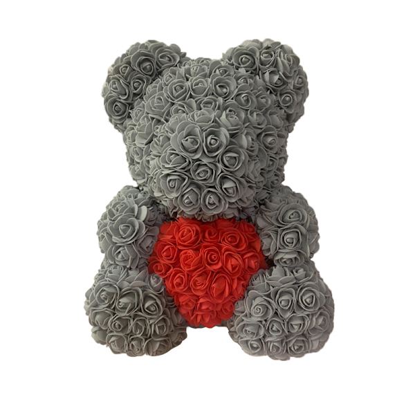 40cm Rosbjörn Hjärta Konstgjord Blomma Ros Nallebjörn För Kvinnor Alla Hjärtans Dag Bröllop Födelsedag Julklapp RED WHITE WITH BOX 25CM