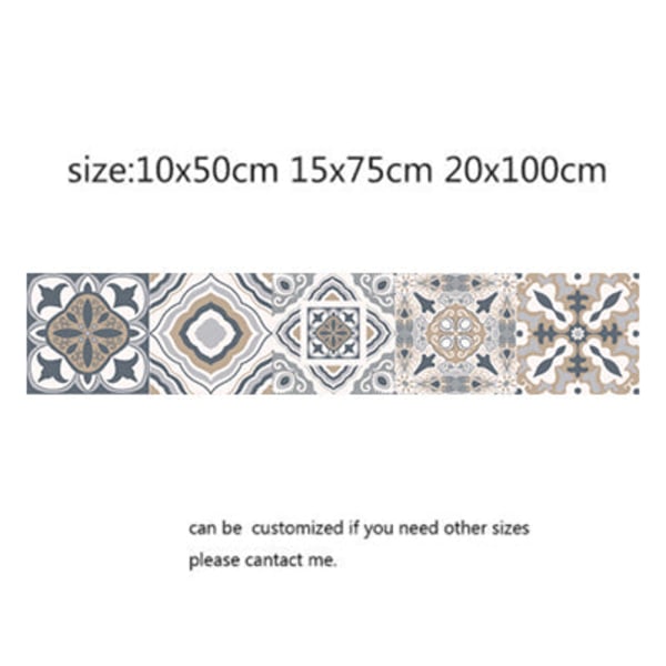 Mosaikklistermärken i arabisk stil för vardagsrum Kök Retro 3D Vattentät väggmålning Dekal Badrumsinredning självhäftande tapeter 12 20x100cm