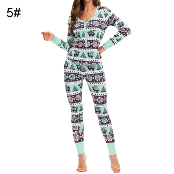 Julpyjamas Matchande familjepyjamas Dam Pyjamasset Toppbyxor Set V-ringad Mjuk Printed Set Sovkläder sky blue S