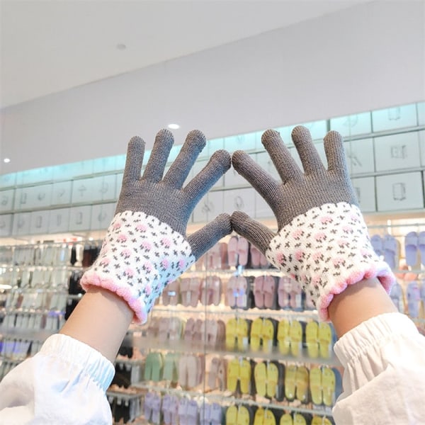 2023 Vinterhandskar för damer, mode, helfinger, kashmirstickade handskar, fleecefodrade, varma, tjocka, pekskärm, cykelhandskar Pink One Size