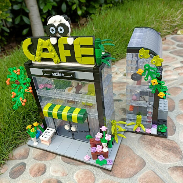 MOC Luova Kukkakimppu Kauppa Talo Malli Rakennuspalikka Kaupunkinäkymä Loman Kesä Kahvila Palikat Tyttöjen Lelut Lasten Lahjat 579pcs no box As  photo