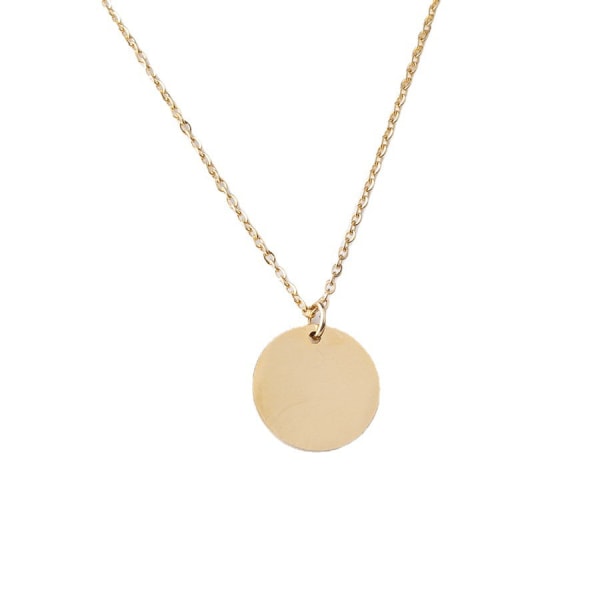 Speil rustfritt stål rundt anheng halskjede DIY kort halskjede kragekjede Gold 15mm Pendant