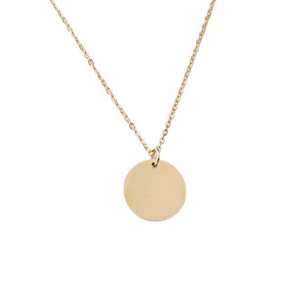 Spejl rustfrit stål rund vedhæng halskæde DIY kort halskæde kravekæde Gold 15mm Pendant