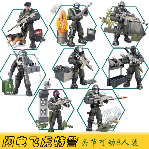 8 st/ set Militär leksak monterad skurk modell Xj822 minifigurer rörlig ledsoldat modell XJ9920
