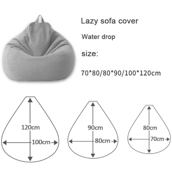 Slipcover Soffor Cover puff Gigante stolar utan fyllmedel Linne Tyg Solstol Sits Bean Bag Puff Puff Soffa Tatami Puff Salon Puff Asiento Khaki-Sofa cover 80X90cm