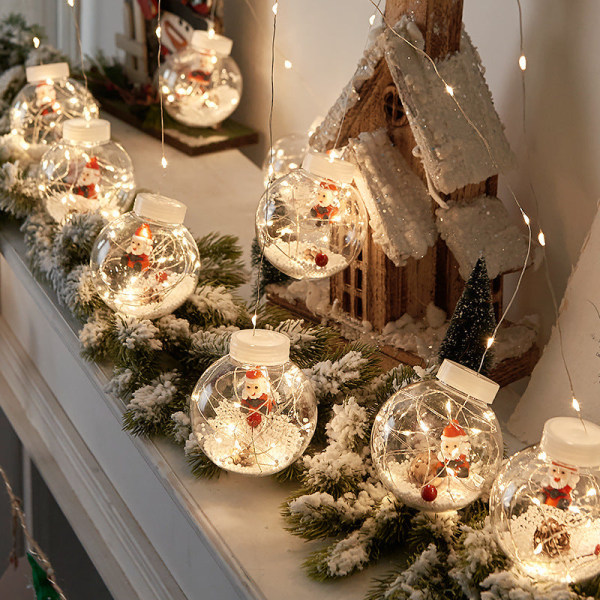 Julemand Snemand Ønske Kugler Julebutik Vinduesarrangement Dekoration Lys LED Gardin Lys Warm White christmas snowman wish orbs