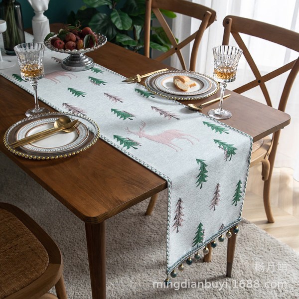 Amerikkalainen peura jacquard pöytäliina pöytäjuoksija kansi kangas kärkipylvään lippu Green 0.35*1.8