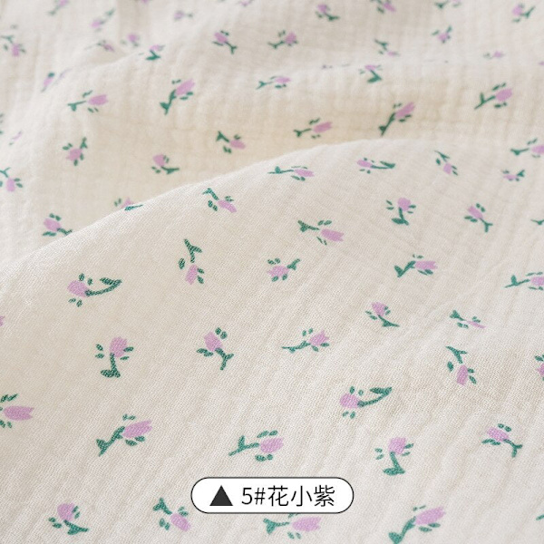 Mjuka blommiga pyjamas Nattlinne Bomull Gase Tyg Rosetryckt Krepp Bomull Långärmad Ins Stil Hemmakläder Tyg 1 Daisy 50x135cm(0.5 meters)