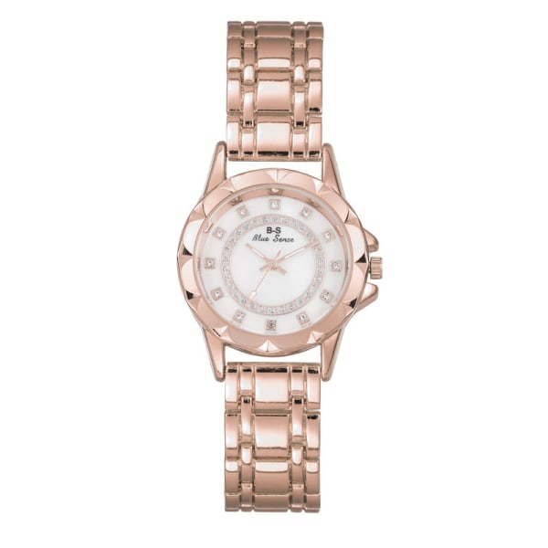 Trendig watch Simple Lady Temperament Gold Watch rund urtavla Full Diamond Quartz Watch Rose Gold