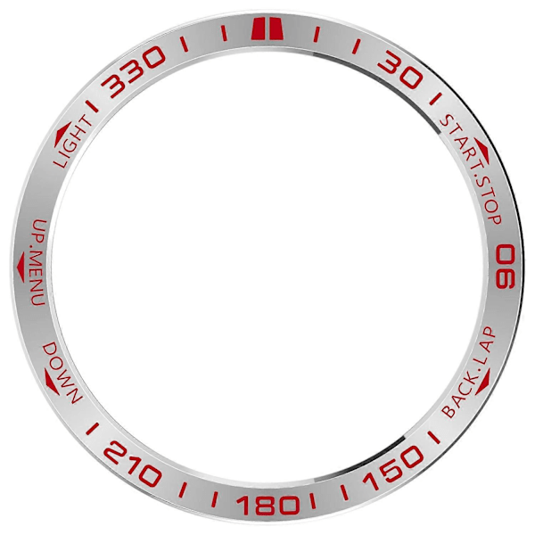 Til Garmin Fenix 8 Solar 51mm Rustfrit Stål Bezel Ridsefast Beskyttelsesring - Sort+Rød Silver+Red
