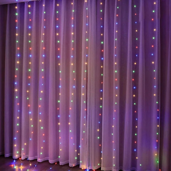 Julelys Gardin Guirlande Glædelig Jul Dekorationer Til Hjemmet Julepynt Julegaver Navidad 2024 Nytårsindretning Multicolor 1Mx3M 100LED
