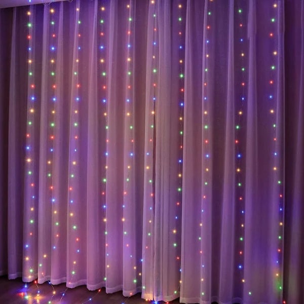 Julelys Gardin Guirlande Glædelig Jul Dekorationer Til Hjemmet Julepynt Julegaver Navidad 2024 Nytårsindretning White 3Mx3M 300LED