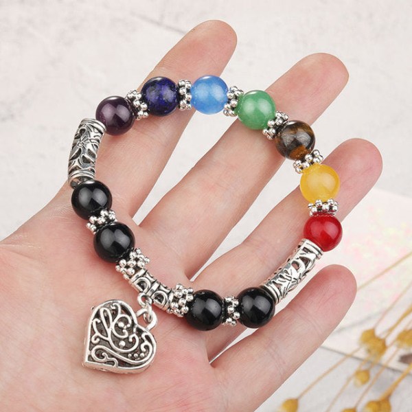 7 Chakra Healing Perlearmbånd Naturlig Lavasten Tigerøje Perler Armbånd 8MM Til Kvinder Mænd Mode Yoga Smykker 19
