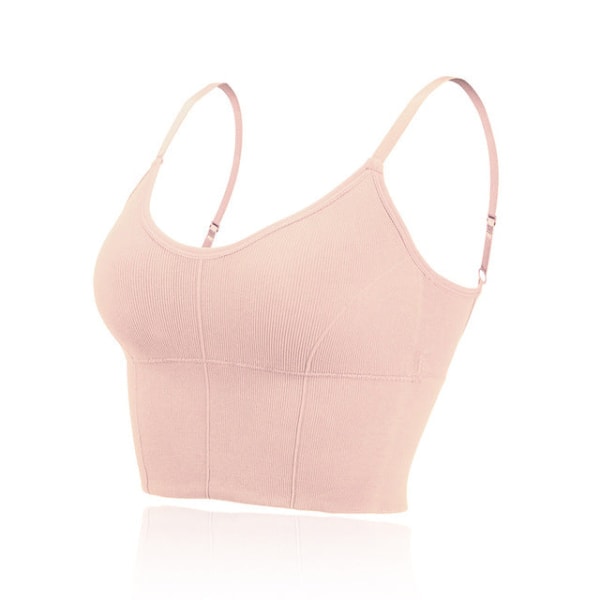 Yoga BH Push Up Bomull Enfärgad Sport-BH För Kvinnor Flickor Yellow Free Size