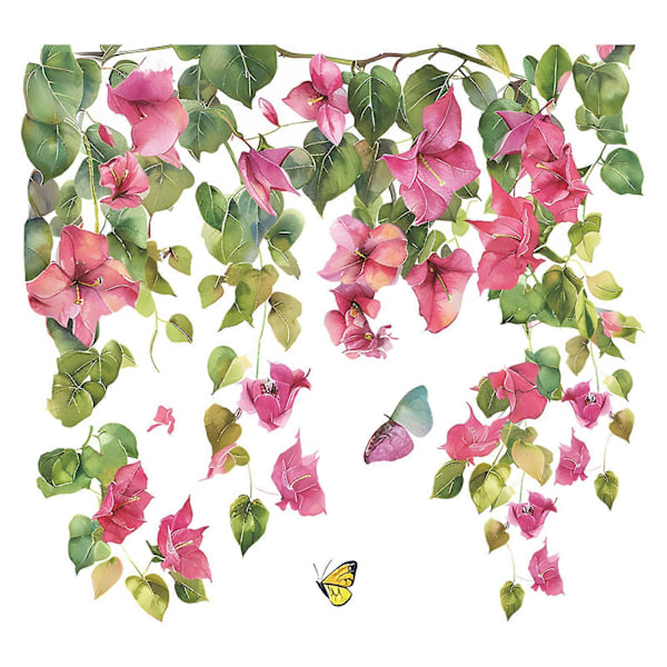 Toalettsits Klistermärken Självhäftande Blommor Fjärilar Väggdekal Vattentät Rivtålig Klistermärke Dekor för Vägg Dörr Toalettank B B
