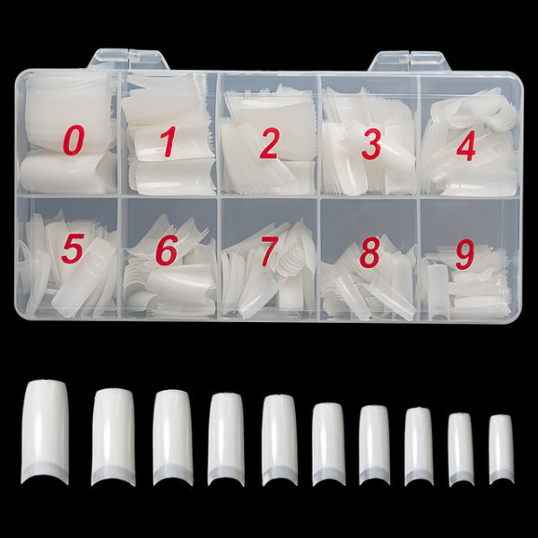 Cover falska naglar tips, 500 st Akryl falska nagel manikyr set, fransk stil konstgjorda naglar med design för nail art Natural 500pcs