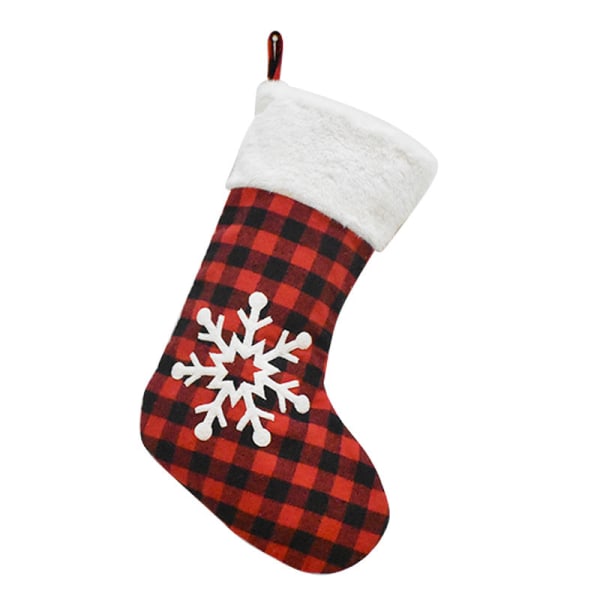 Juldekorationsmaterial Svart och Röd Rutig Julstrumpa Barnens Presentpåse Godispåse Balettstrumpor Snowman