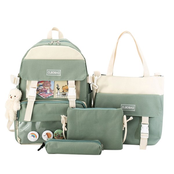 4 st/set Skolryggsäckar för damer Skolväska Daisy Canvas för tonårsflickor Student College Bokväska Pojkar Portfölj Bolsas Mochilas F Purple Backpacks