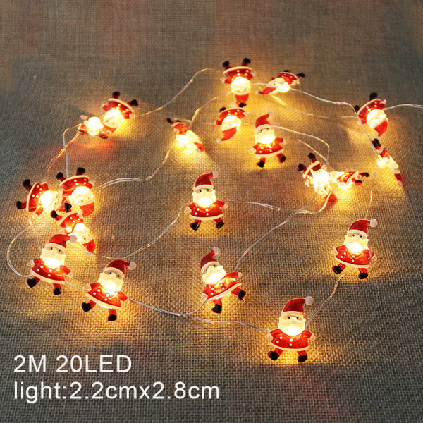 LED Juledekorative Lyslenker Hjortehode Ornament Festonglampe Kobbertråd Små Fargede Lyslenker Santa Claus Warm 2 M 20 lights [USB style]]