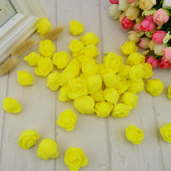 50 st PE Skum Fake Rosor Huvud Konstgjorda Blommor Billig Bröllopsdekoration för Scrapbooking Presentförpackning DIY Krans Multi-Användning 4 red