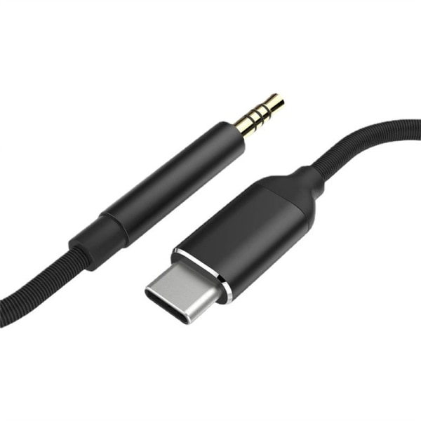 USB Typ C till 3,5 mm Aux ljudkabel Headset Högtalare Hörlursuttag Adapter Car Aux för Samsung S20 Plus Note 20 S21 Ultra Tab S7 Black 1m
