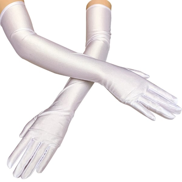 Klassiske Svarte Hvite Røde Grå Hudfargede Opera/Albue/Håndledd Stretch Sateng Finger Lange Hansker Dame Flapper Hansker Matchende Kostyme champagne One Size