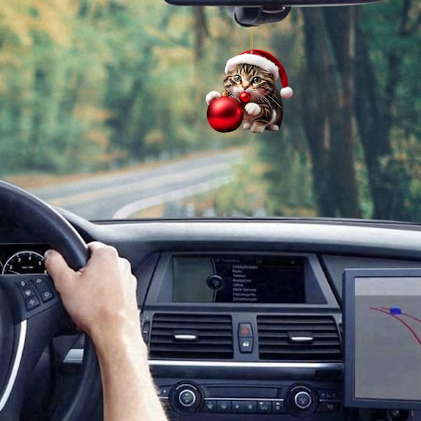 2D Akryl Sjov Kat Juletræs Ornament Kat Akryl Ornament Dobbelt Tryk Sjovt Julevedhæng Gave Sjovt Vedhæng F One Size