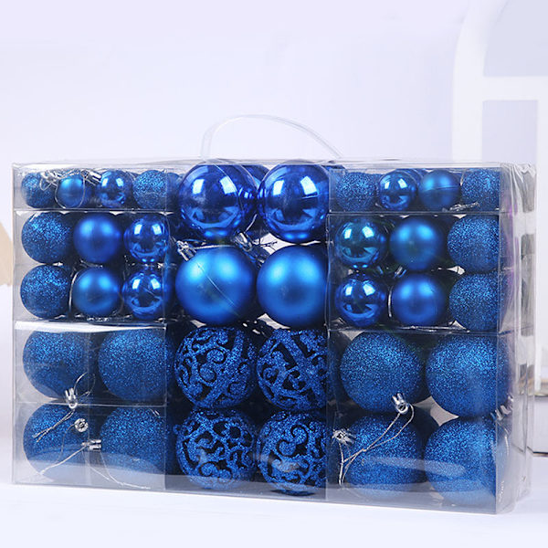 3-6cm Set med 100 PVC Boxade Ljusa Mattande Medel Bollar Urholkade Julgransdekorationer Färgglada Bollar pvc box pack of 100 (Silver)